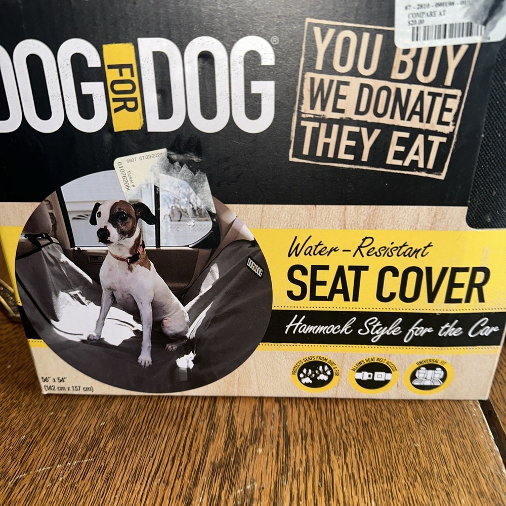 dog for dog universal seat cover 56" x 54" black fabric new